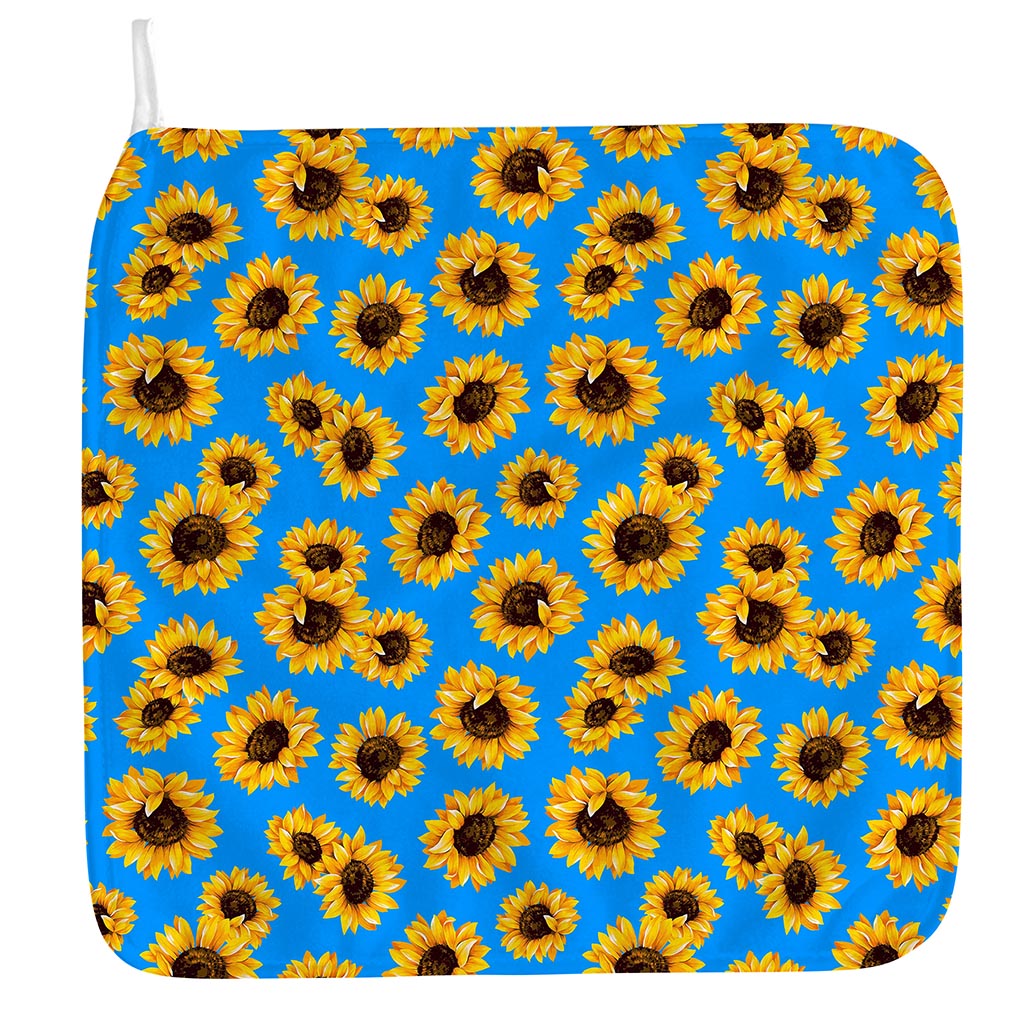 Blue Sunflower Pattern Print Hand Towel
