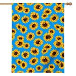 Blue Sunflower Pattern Print House Flag