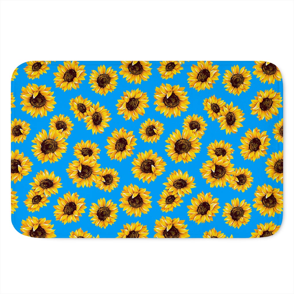 Blue Sunflower Pattern Print Indoor Door Mat