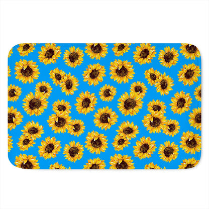 Blue Sunflower Pattern Print Indoor Door Mat