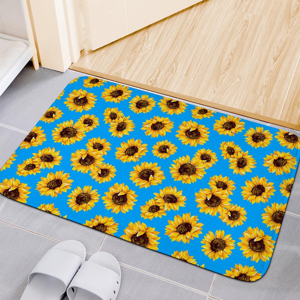 Blue Sunflower Pattern Print Indoor Door Mat