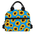 Blue Sunflower Pattern Print Insulated Lunch Bag