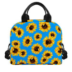 Blue Sunflower Pattern Print Insulated Lunch Bag