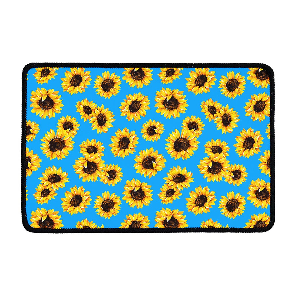 Blue Sunflower Pattern Print Kitchen Mat