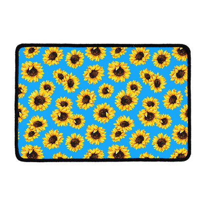 Blue Sunflower Pattern Print Kitchen Mat