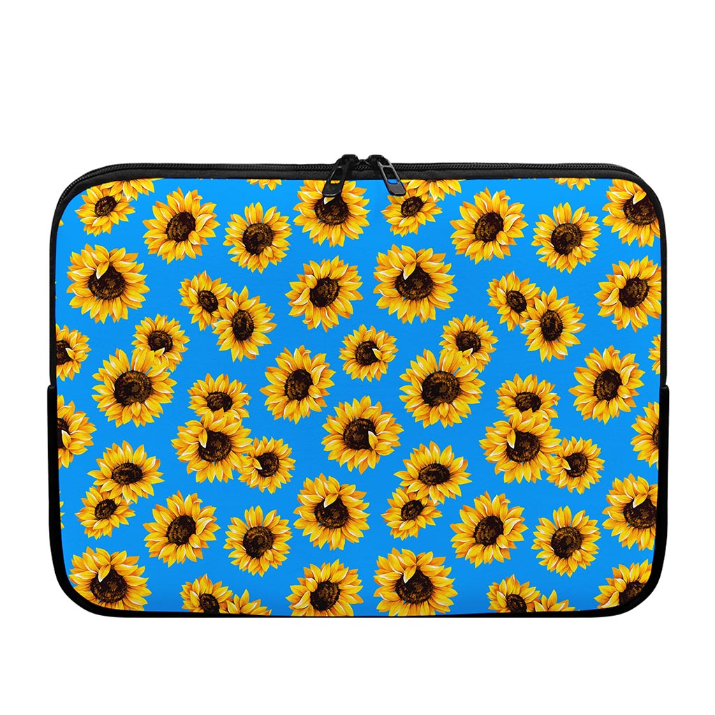 Blue Sunflower Pattern Print Laptop Sleeve