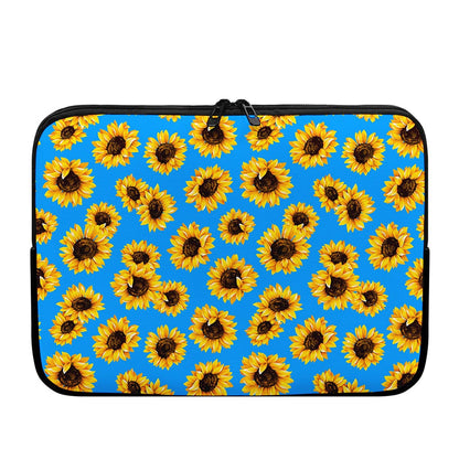 Blue Sunflower Pattern Print Laptop Sleeve