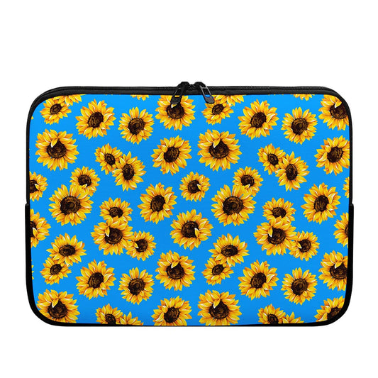 Blue Sunflower Pattern Print Laptop Sleeve