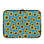 Blue Sunflower Pattern Print Laptop Sleeve