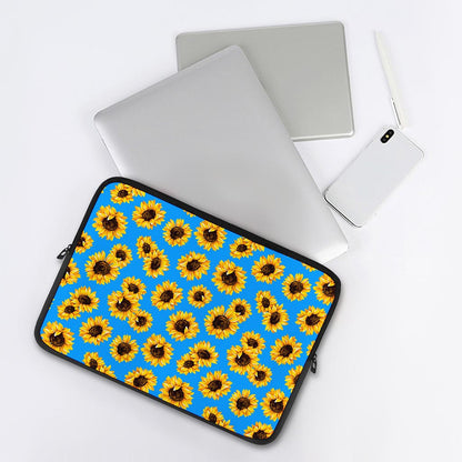 Blue Sunflower Pattern Print Laptop Sleeve