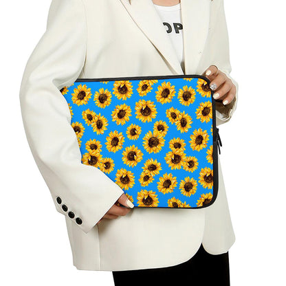 Blue Sunflower Pattern Print Laptop Sleeve