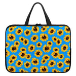 Blue Sunflower Pattern Print Laptop Sleeve With Handle