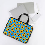 Blue Sunflower Pattern Print Laptop Sleeve With Handle