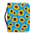 Blue Sunflower Pattern Print Leather Bible Cover