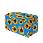 Blue Sunflower Pattern Print Leather Tissue Box Cover
