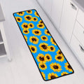 Blue Sunflower Pattern Print Long Kitchen Mat