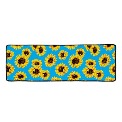 Blue Sunflower Pattern Print Long Kitchen Mat