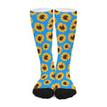 Blue Sunflower Pattern Print Long Socks