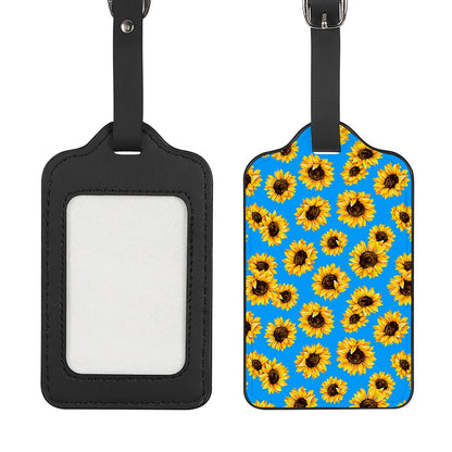 Blue Sunflower Pattern Print Luggage Tag