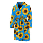 Blue Sunflower Pattern Print Men's Bathrobe