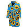 Blue Sunflower Pattern Print Men's Bathrobe