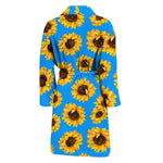 Blue Sunflower Pattern Print Men's Bathrobe