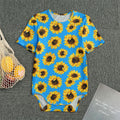 Blue Sunflower Pattern Print Men's Bodysuit
