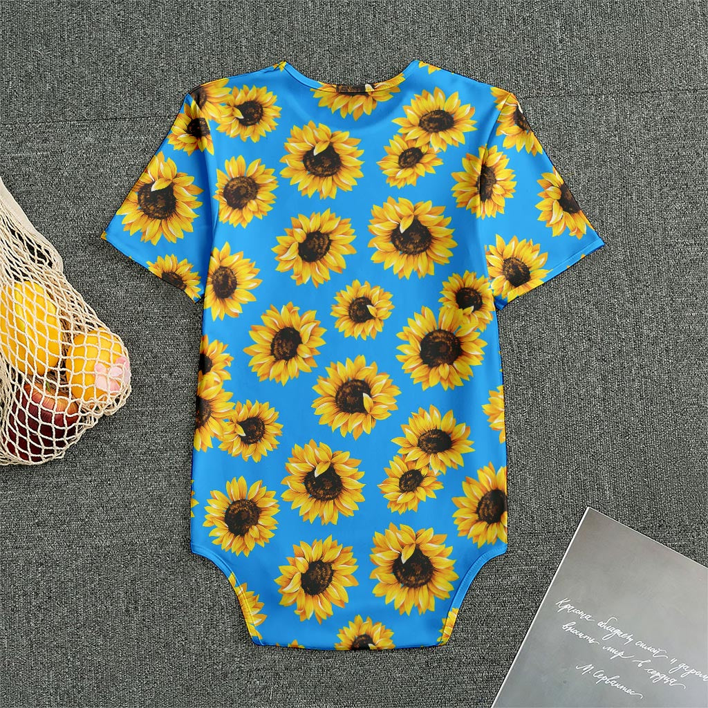 Blue Sunflower Pattern Print Men's Bodysuit