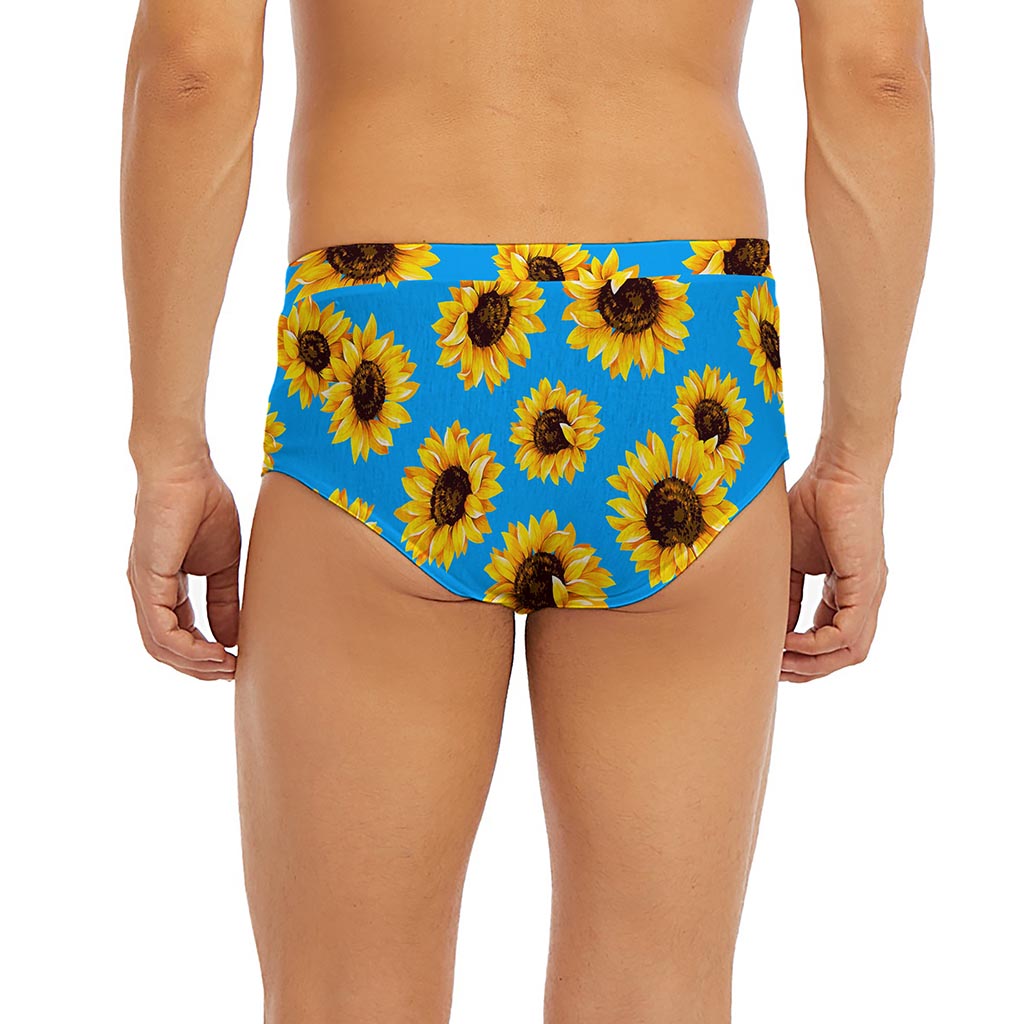 Blue Sunflower Pattern Print Men's Briefs