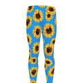 Blue Sunflower Pattern Print Men's Leggings