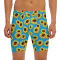 Blue Sunflower Pattern Print Men's Long Boxer Briefs