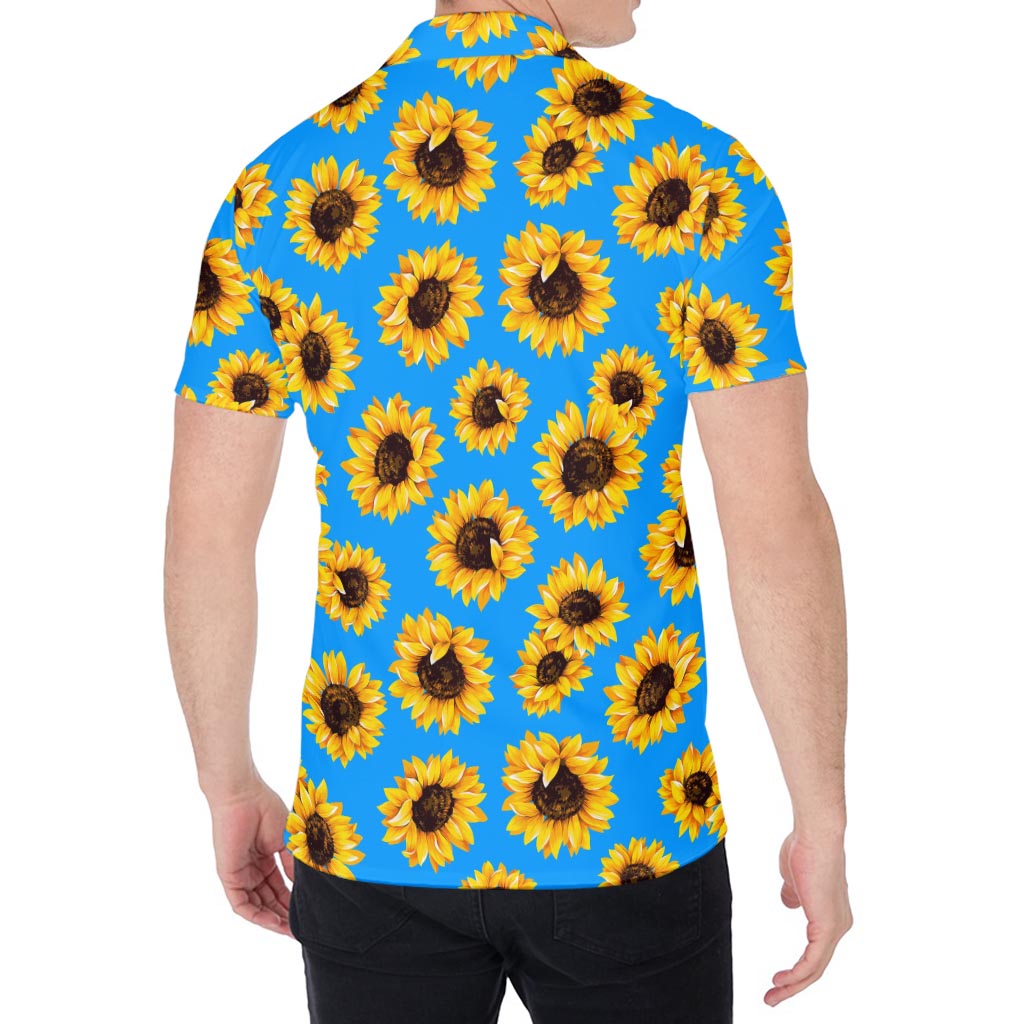 Blue Sunflower Pattern Print Men's Shirt
