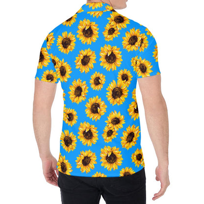 Blue Sunflower Pattern Print Men's Shirt