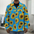 Blue Sunflower Pattern Print Men's Shirt Jacket