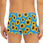 Blue Sunflower Pattern Print Men's Short Boxer Briefs