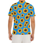 Blue Sunflower Pattern Print Men's Short Sleeve Rash Guard