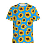 Blue Sunflower Pattern Print Men's Sports T-Shirt