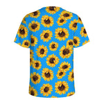 Blue Sunflower Pattern Print Men's Sports T-Shirt