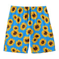 Blue Sunflower Pattern Print Men's Swim Trunks