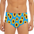 Blue Sunflower Pattern Print Men's Triangle Swim Briefs