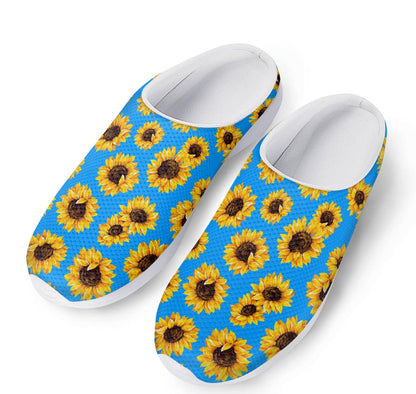 Blue Sunflower Pattern Print Mesh Casual Shoes