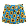 Blue Sunflower Pattern Print Mesh Shorts