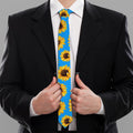Blue Sunflower Pattern Print Necktie