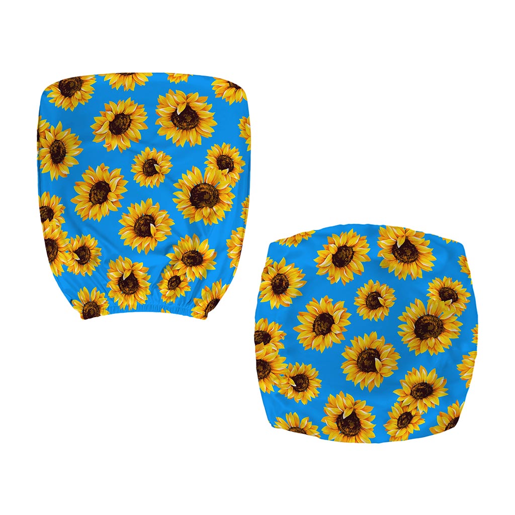 Blue Sunflower Pattern Print Office Chair Cover
