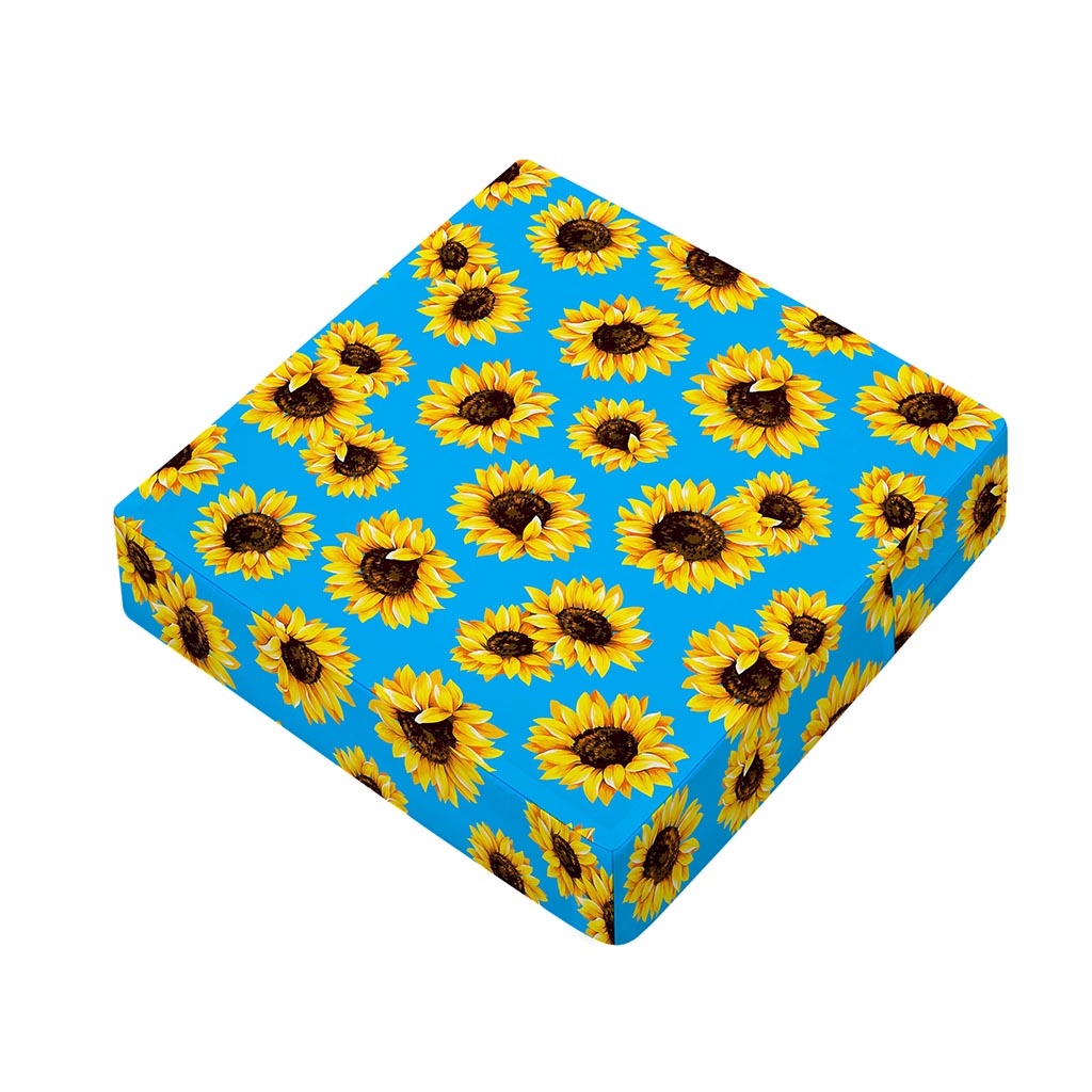 Blue Sunflower Pattern Print Outdoor Seat Cushion Cover