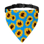 Blue Sunflower Pattern Print Over The Collar Dog Bandana