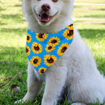 Blue Sunflower Pattern Print Over The Collar Dog Bandana
