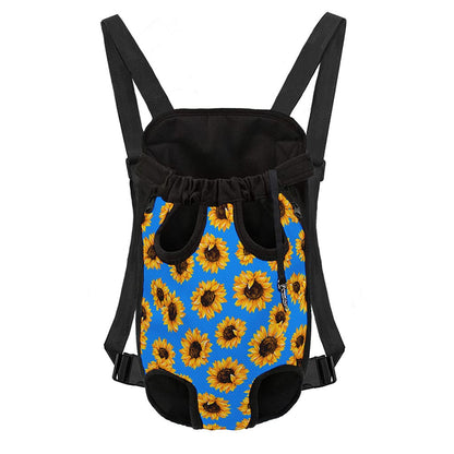 Blue Sunflower Pattern Print Pet Carrier Backpack