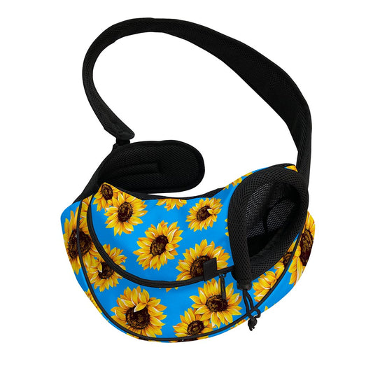 Blue Sunflower Pattern Print Pet Sling Carrier