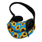 Blue Sunflower Pattern Print Pet Sling Carrier